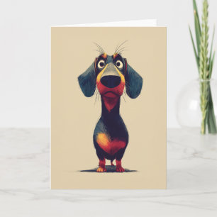 Tarjeta Ilustración de personaje caprichoso de dachshund