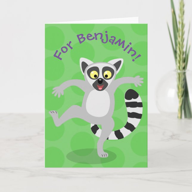 Tarjeta ilustracion de personalizado bailarín de lémur de  (Anverso)