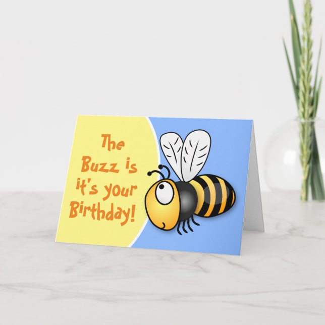 Tarjeta ilustracion de personalizado de abejas feliz cumpl (Anverso)