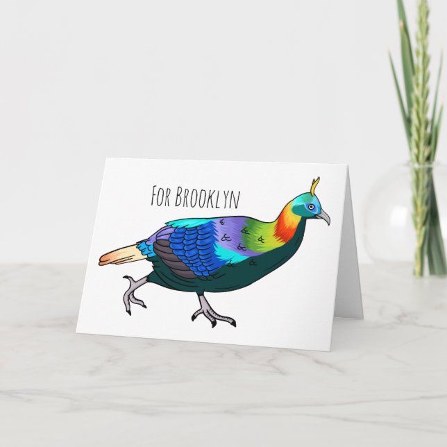 Tarjeta Ilustracion de personalizado de aves monales del H (Anverso)