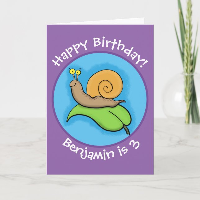 Tarjeta Ilustracion de personalizado de caracol feliz (Anverso)