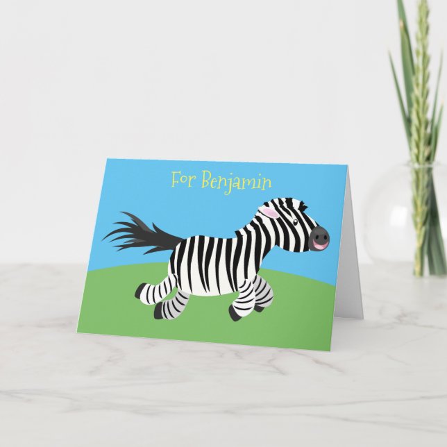 Tarjeta ilustracion de personalizado de Cebra graciosa (Anverso)