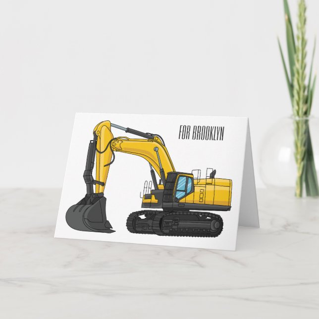 Tarjeta Ilustracion de personalizado de excavadora de rast (Anverso)