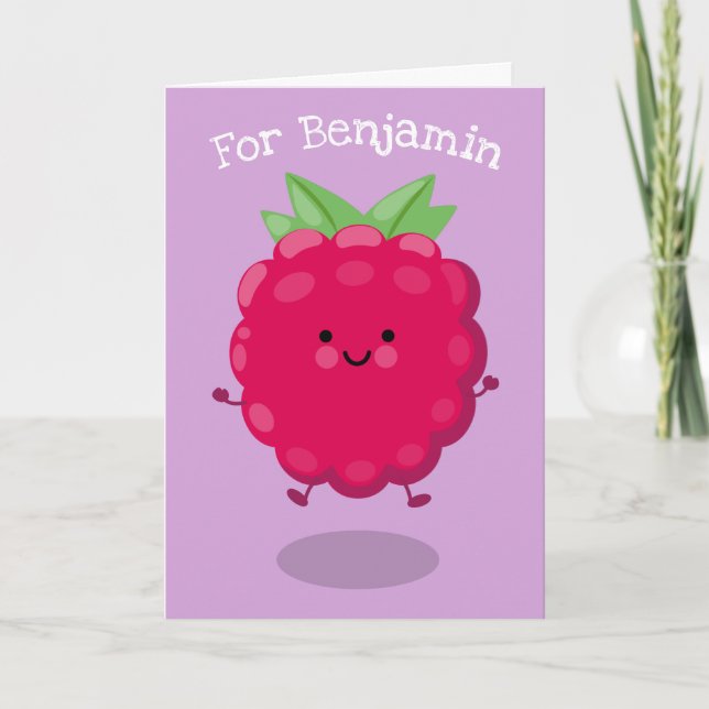Tarjeta Ilustracion de personalizado de frambuesa alegre (Anverso)