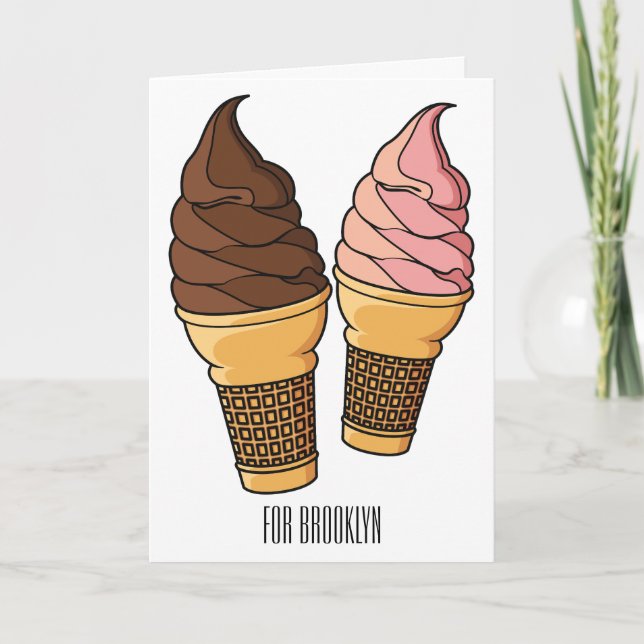 Tarjeta Ilustracion de personalizado de helado de cono (Anverso)