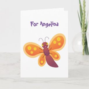 Tarjeta Ilustracion de personalizado de mariposa naranja f