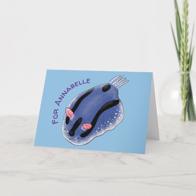 Tarjeta ilustracion de personalizado de nudibranquio azul  (Anverso)