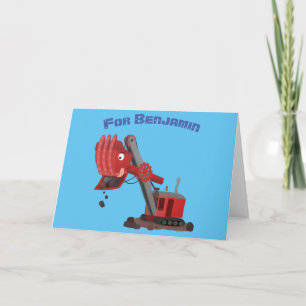 Tarjeta Ilustracion de personalizado de pala de vapor roja