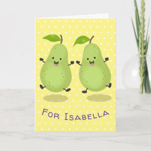 Tarjeta ilustracion de personalizado de par de pera cortad