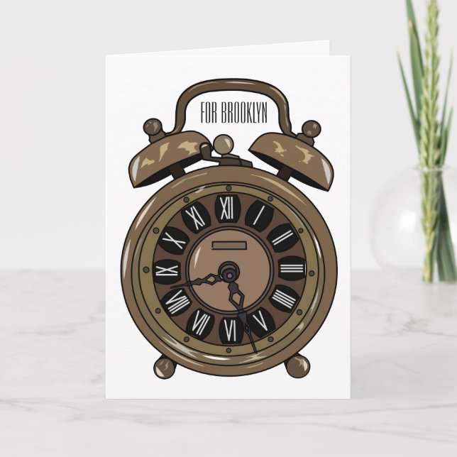 Tarjeta Ilustracion de personalizado de reloj de alarma (Anverso)