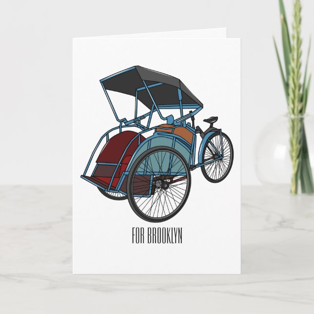 Tarjeta Ilustracion de personalizado de rickshaw en bicicl (Anverso)