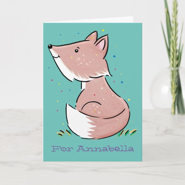 Tarjeta Ilustracion de personalizado de zorro bebé (Anverso)