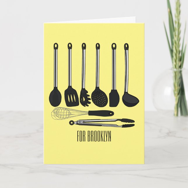 Tarjeta Ilustracion de personalizados utensiales de cocina (Anverso)