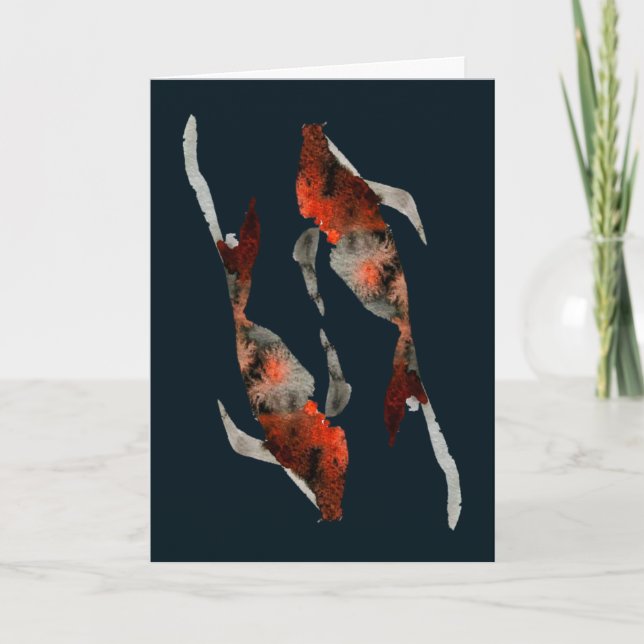 Tarjeta Ilustracion de pescado acuarela koi (Anverso)