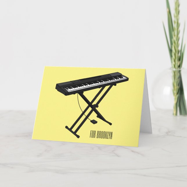 Tarjeta Ilustracion de piano personalizado de teclado (Anverso)