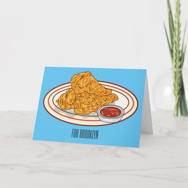 Tarjeta Ilustracion de pollo frito personalizado (Anverso)
