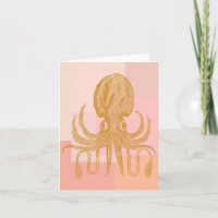 Ilustracion de pulpo puro en rosa y oro