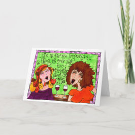 Tarjeta Ilustracion de risa de Girlfriend Wine Happy Hour