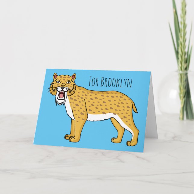 Tarjeta Ilustracion de tigre con dientes de saber (Anverso)