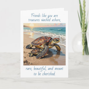 Tarjeta Ilustración de Tortuga Marina y Bebé Amistad