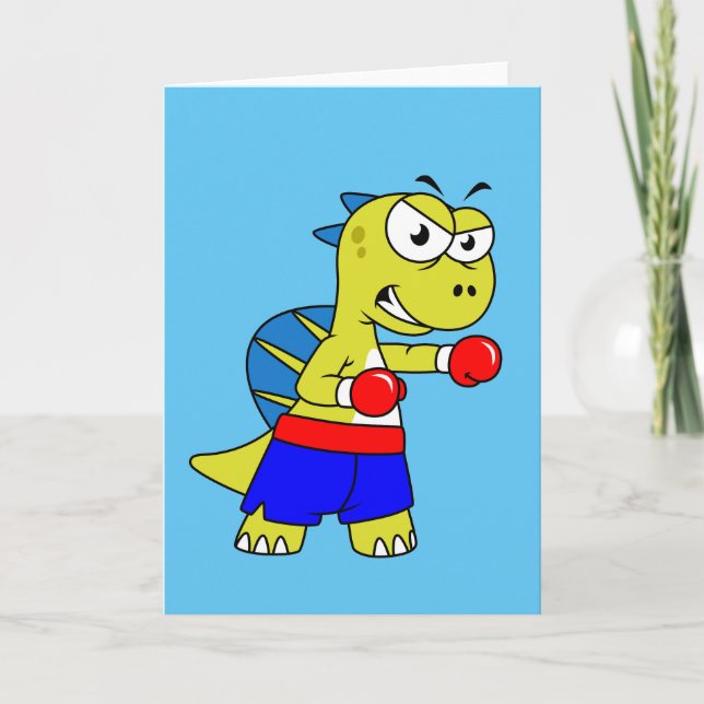 Tarjeta Ilustracion De Un Boxeo De Spinosaurus. (Anverso)