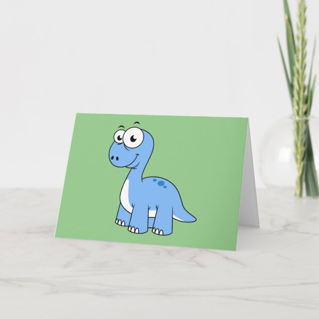 Tarjeta Ilustracion De Un Brontosauro. (Anverso)