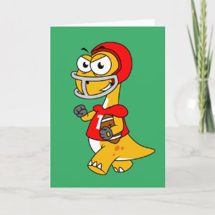 Tarjeta Ilustracion De Un Brontosauro Jugando Fútbol.