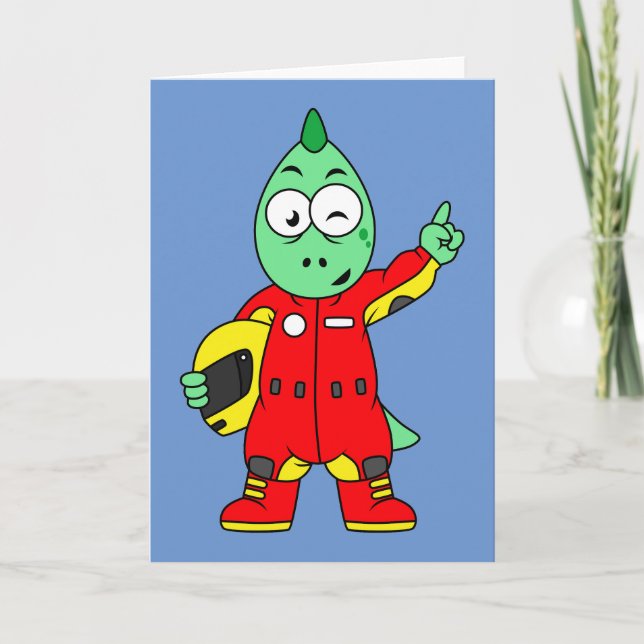 Tarjeta Ilustracion De Un Conductor De Allosaurus Race. (Anverso)