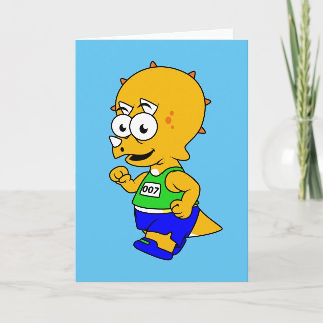 Tarjeta Ilustracion De Un Corredor De Triceratops. (Anverso)