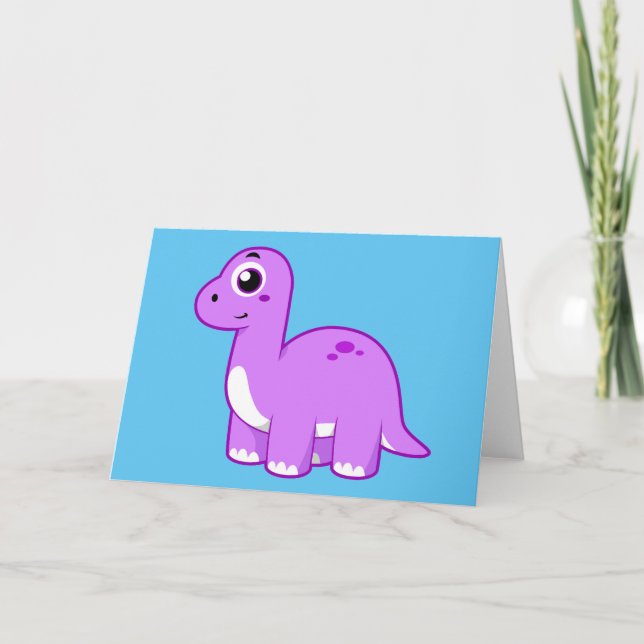 Tarjeta Ilustracion De Un Dinosaurio Brontosauro. (Anverso)