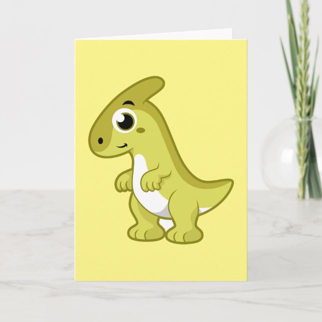 Tarjeta Ilustracion De Un Dinosaurio Parasaurolophus. (Anverso)