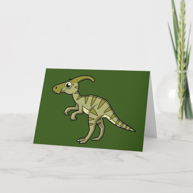 Tarjeta Ilustracion De Un Dinosaurio Parasaurolophus. 3 (Anverso)