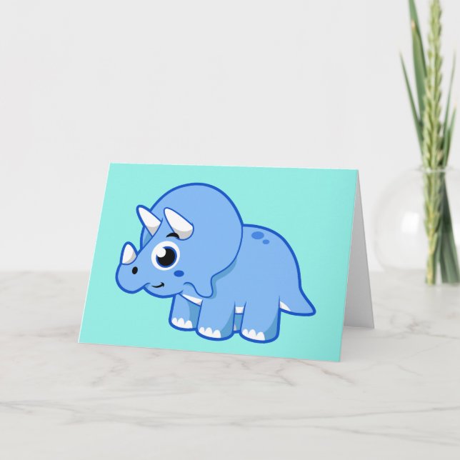 Tarjeta Ilustracion De Un Dinosaurio Triceratops. (Anverso)