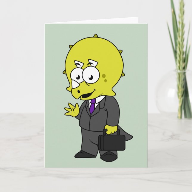Tarjeta Ilustracion De Un Empresario De Triceratops. (Anverso)