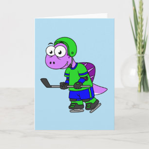 Tarjeta Ilustracion De Un Jugador De Hockey Spinosaurus.