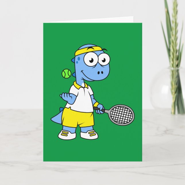 Tarjeta Ilustracion De Un Jugador De Tenis Rex De Tyrannos (Anverso)