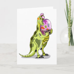 Tarjeta Ilustracion De Un Lambeosaurio Que Lleva Un Huevo.