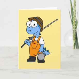 Tarjeta Ilustracion De Un Pescador Allosauro.