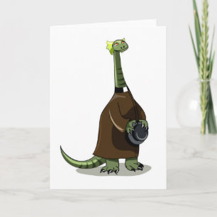 Tarjeta Ilustracion De Un Plateosaurio Vestido Como Sacerd