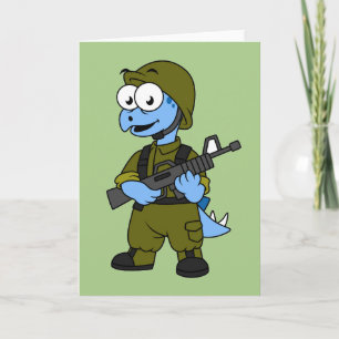 Tarjeta Ilustracion De Un Soldado Estegosaurio.