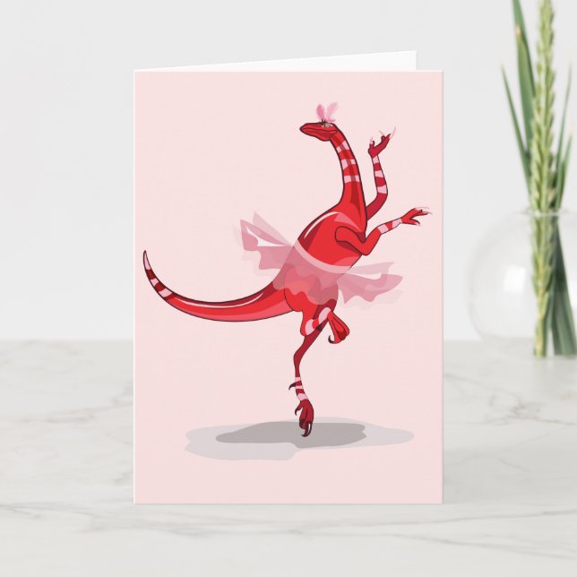 Tarjeta Ilustracion De Una Ballerina Bailando Raptor. (Anverso)