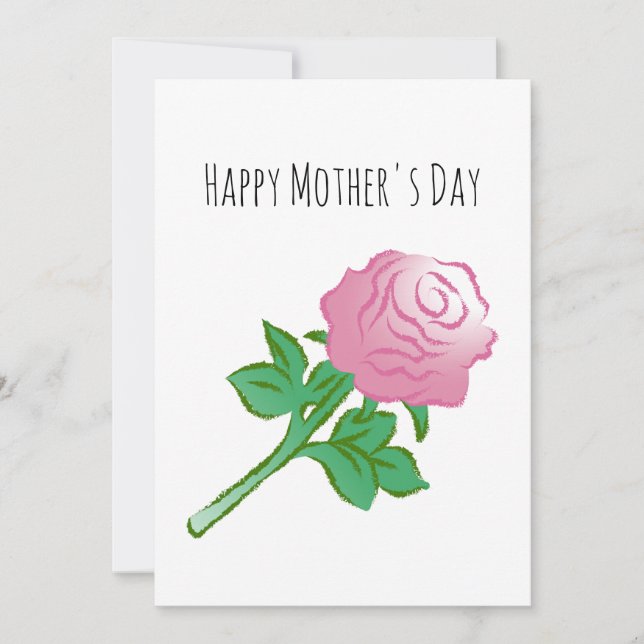Tarjeta Ilustración de una rosa rosa (Anverso)