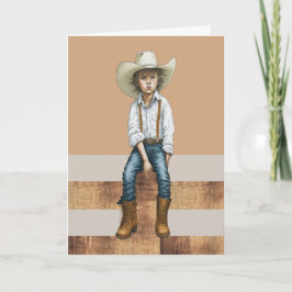 Tarjeta Ilustración de vaquera de rancho occidental de cum
