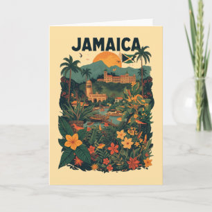 Tarjeta Ilustración de viaje a Jamaica de estilo vintage