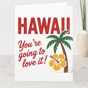 Tarjeta Ilustración de viaje de las Islas Hawaianas Retro
