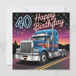 Tarjeta Ilustración del 40 cumpleaños de un semi-camión