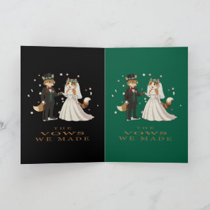 Tarjeta Ilustración del día de la boda del zorro y el gato