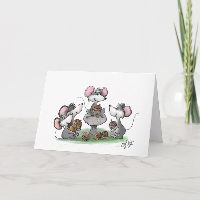 Tarjeta Ilustracion del Día del Padre Feliz de Mic, Mac y  (Anverso)