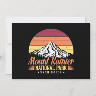Tarjeta Ilustración del Monte Rainier atardecer retro Wash