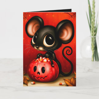Tarjeta Ilustración del ratón de Halloween Trick or Treat